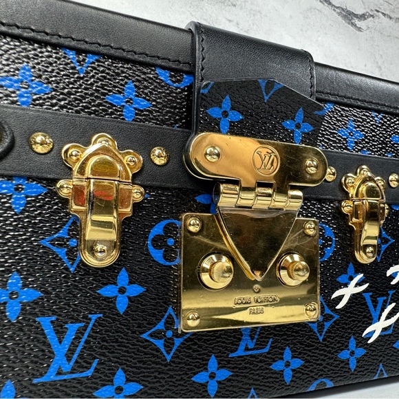 Louis Vuitton Petite Malle Trunk Crossbody shoulder bag Blue/Black Monogram LV - Picture 14 of 15